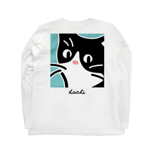 ハチワレ猫　ハチ BOXライトブルー Long Sleeve T-Shirt