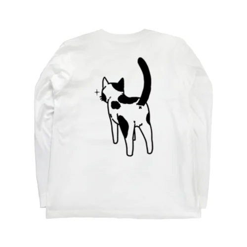 ねこけつ（ぶち猫、背面） ロングスリーブTシャツ