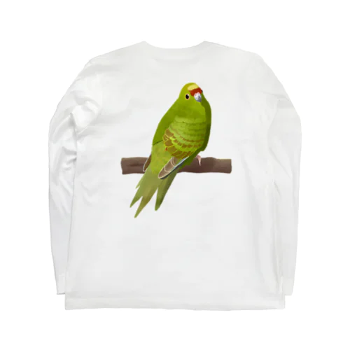 キガシラアオハシインコ（背面プリント) ロングスリーブTシャツ