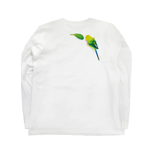 背中インコ 緑 ・ 影あり ロングスリーブTシャツ