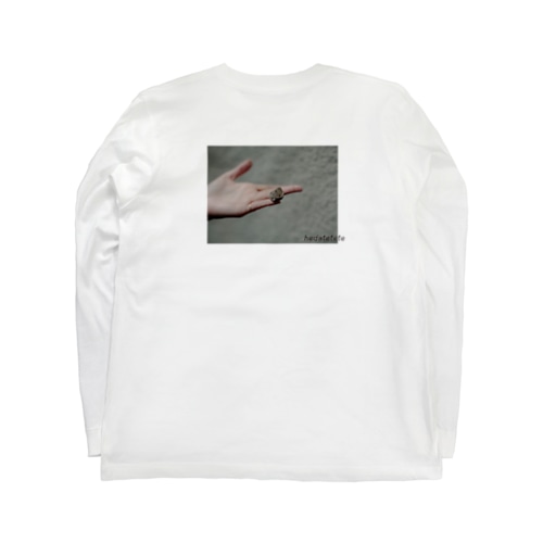 着る安心距ててて【前/hedateteteロゴ・後/指に乗った石】 Long Sleeve T-Shirt