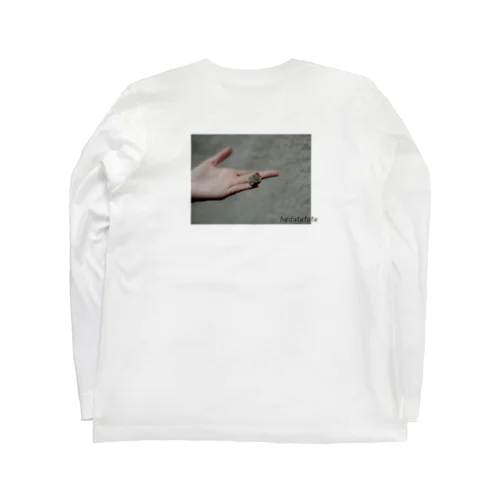 着る安心距ててて【前/hedateteteロゴ・後/指に乗った石】 Long Sleeve T-Shirt