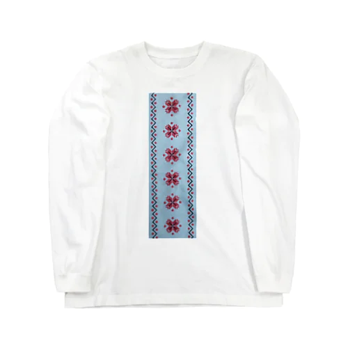 ウクライナの民族衣装ヴィシヴァンカの刺繍風（縦） ロングスリーブTシャツ