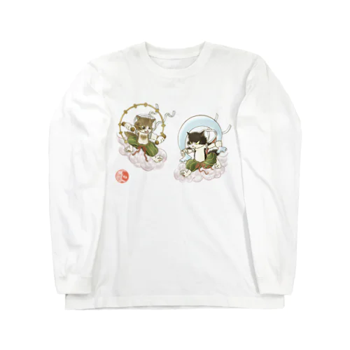 風猫雷猫図屏風 Long Sleeve T-Shirt