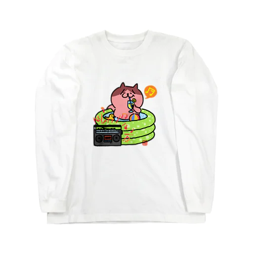 ビニールプールでまったり猫さん。 Long Sleeve T-Shirt