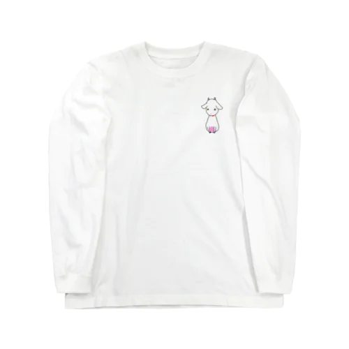 ヤギイラスト(白ヤギ) 롱 슬리브 티셔츠