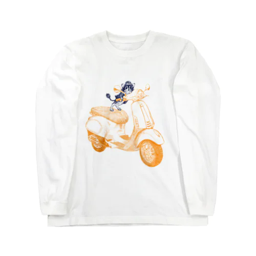 チワワのすっちゃんバイクに乗る ロングスリーブTシャツ