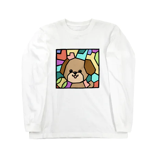 🐶ステンドグラス風わんこ ロングスリーブTシャツ