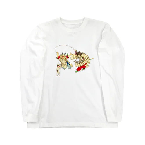 猫と遊ぶ神功皇后と恵比寿天 Long Sleeve T-Shirt