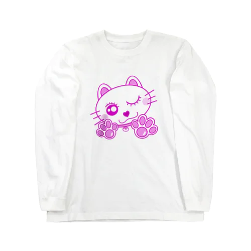 ピンク/ネコ/肉球 Long Sleeve T-Shirt