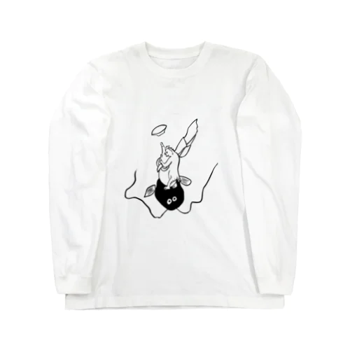 JUNSEN(純仙)浮世絵風　鯰にまたがるさる Long Sleeve T-Shirt