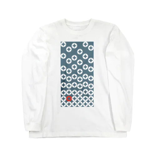 七宝繋ぎWhite_@Red Long Sleeve T-Shirt