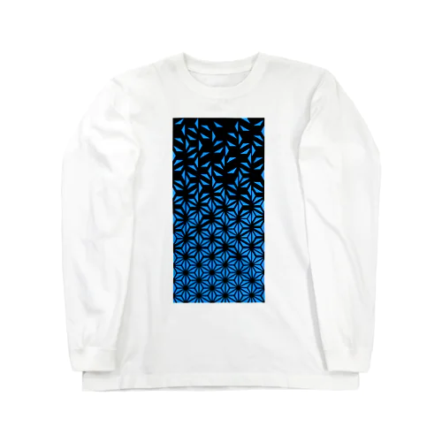 麻の葉_Blue Long Sleeve T-Shirt