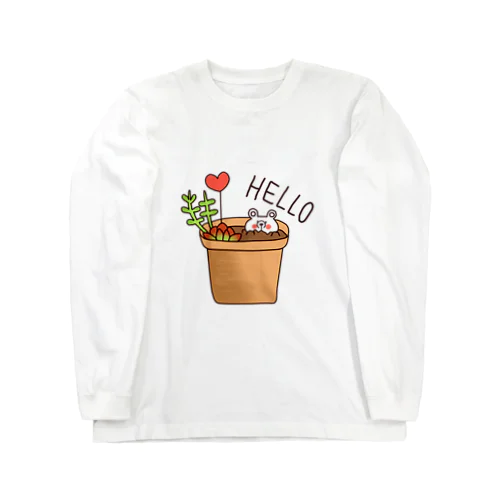 しろくま植木鉢 ロングスリーブTシャツ