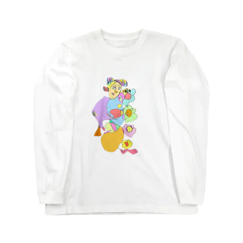 3歳が描いたお花の女の子。 Long Sleeve T-Shirt