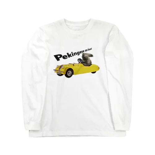 レーシングカーに乗ったペキニーズ　フォーン Long Sleeve T-Shirt