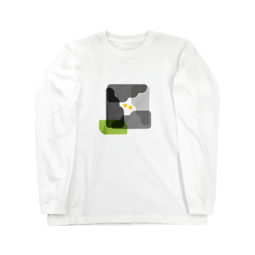 しかく花のおばけ（モノクロ） Long Sleeve T-Shirt