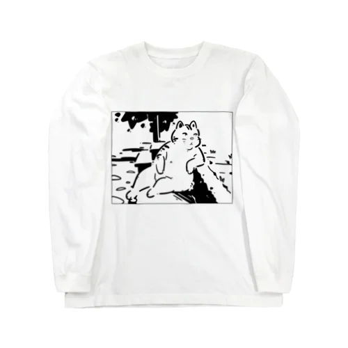 肘をついてくつろぐ猫 Long Sleeve T-Shirt