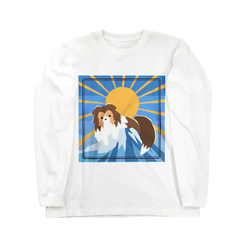 シェルティ×富士山(青) Long Sleeve T-Shirt