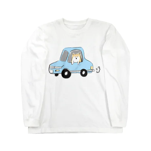 柴犬　in car ロングスリーブTシャツ