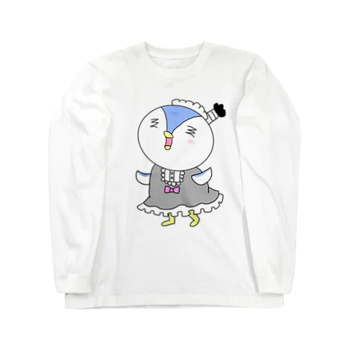 ペンギン侍のメイド姿 ロングスリーブTシャツ