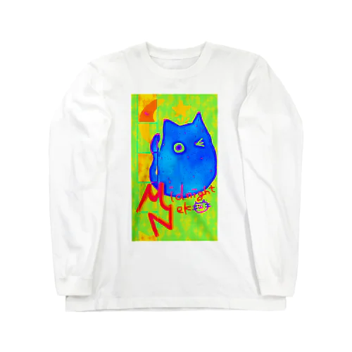 ミッドナイト猫　サイケ ロングスリーブTシャツ