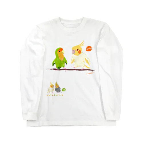 Cotolyrica ルチノーオカメインコとラブバード コザクラインコ ロングスリーブTシャツ