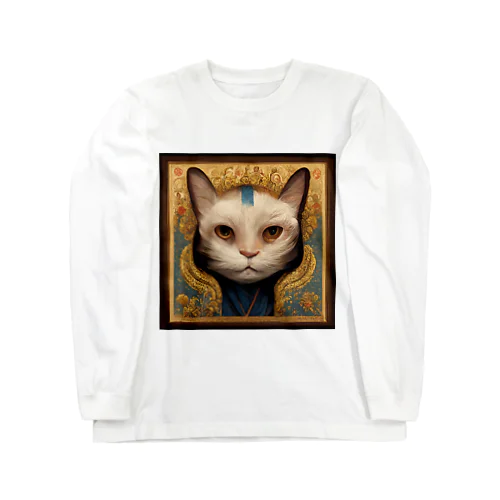 ルネッサンス期の猫の肖像画 ロングスリーブTシャツ