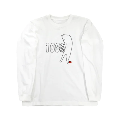 ロシアンブルー銀　猫の100% Tシャツ(線画Ver) Long Sleeve T-Shirt