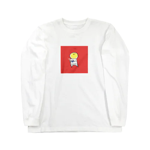 ミルクティーひよさん／はっきりカラー／背景レッド Long Sleeve T-Shirt