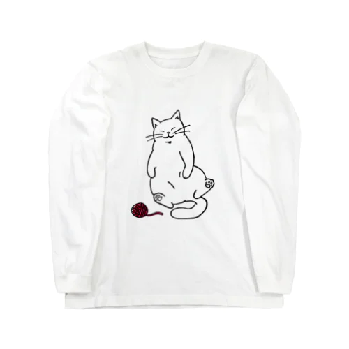 ねこ＆毛糸 ロングスリーブTシャツ