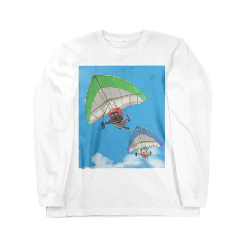 ハンググライダー猫_まめこ&ふーこ Long Sleeve T-Shirt