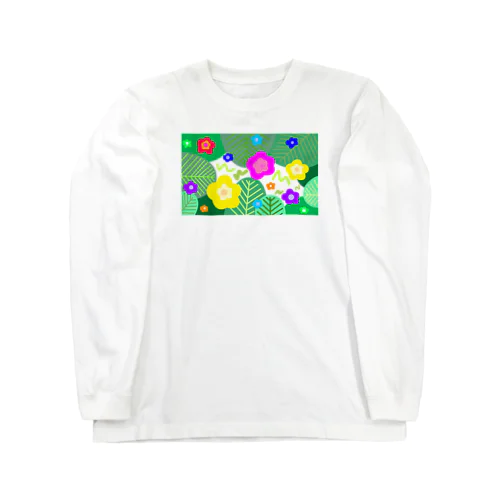 観葉植物とお花 ロングスリーブTシャツ