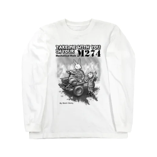 うさぎとねこ　US M274に乗せて！ ロングスリーブTシャツ