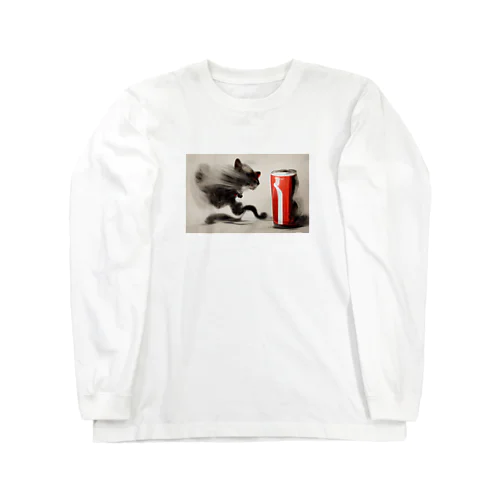 躍動感のある猫とコーラ Long Sleeve T-Shirt