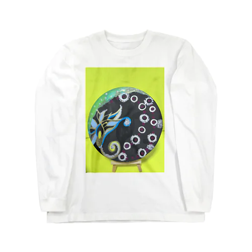 ウサギの幽霊と花 Long Sleeve T-Shirt