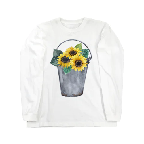 Watering bucket and sunflowers  じょうろ と ひまわり Long Sleeve T-Shirt