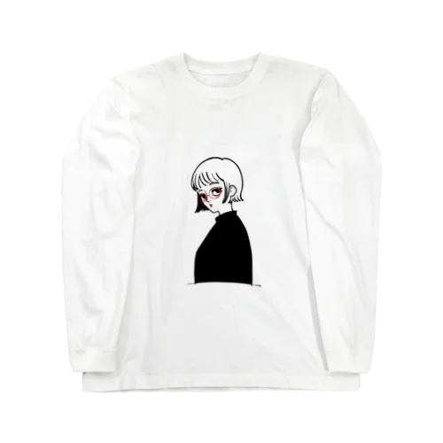 赤いメガネの女の子 ロングスリーブTシャツ