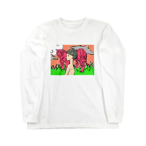 ヤマモトエリ　少女(虎) ロングスリーブTシャツ