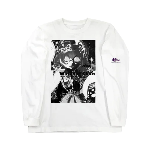 【MeiMeiMeMes わたしちゃん Watashi-Chan™️ ハロウィン限定絵柄ロングスリーブTシャツ（モノクロ）】 Long Sleeve T-Shirt