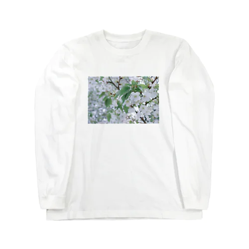 白い花 ロングスリーブTシャツ