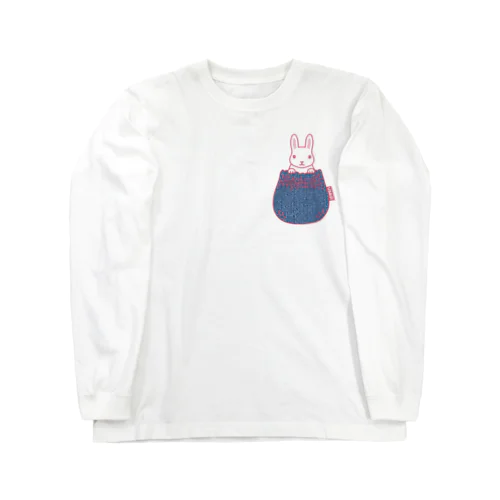 デニムシャーリングポケットから白ウサギ Long Sleeve T-Shirt