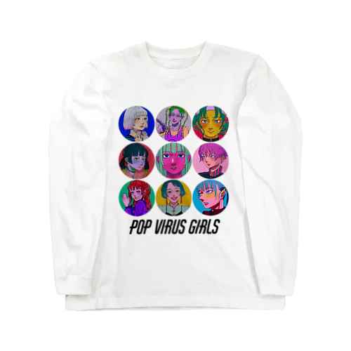 POP VIRUS GIRLS 【文字:黒】 ロングスリーブTシャツ