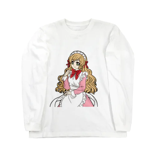 可愛いメイドさん（ピンク） ロングスリーブTシャツ