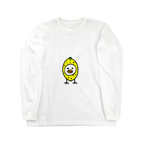 レモンを被った鳥(神妙な表情) ロングスリーブTシャツ