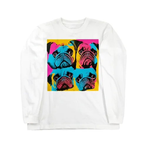 surprised face pug ロングスリーブTシャツ