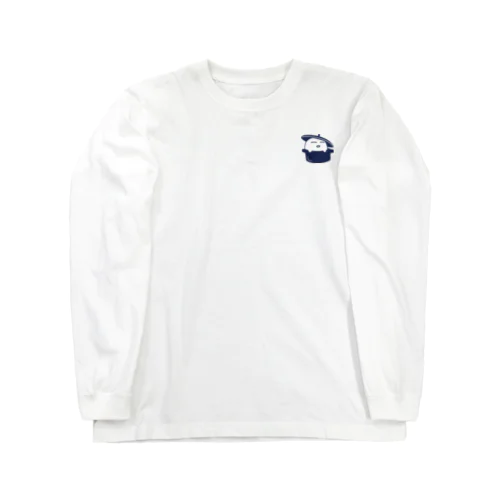 鍋からチラリ　おばけのブクボー　紺 Long Sleeve T-Shirt