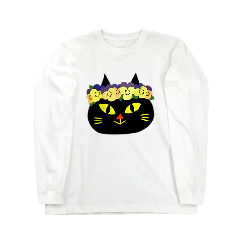 ビオラと黒猫 ロングスリーブTシャツ