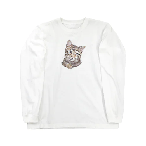 穴から猫 ロングスリーブTシャツ