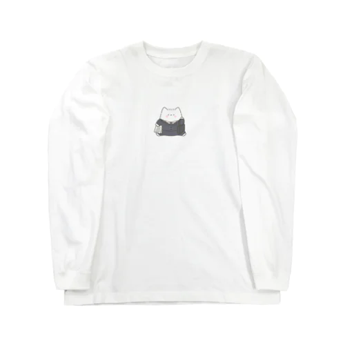 ふわふわねこ 労働 ロングスリーブTシャツ